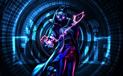 Catalyst Fortnite, 4k, blue spiral background, Fortnite, creative, Catalyst Skin, Fortnite Catalyst Skin, Catalyst, Fortnite characters