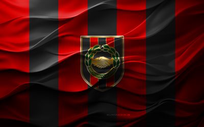 4k, si el logotipo de brommapojkarna, fondo 3d negro rojo, allsvenskan, si el emblema de brommapojkarna, equipo de fútbol sueco, si la bandera de brommapojkarna, textura 3d, suecia, si brommapojkarna, fútbol americano, fútbol