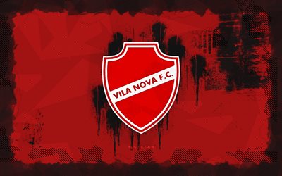 logotipo grunge vila nova fc, 4k, serie brasileira b, fundo vermelho grunge, futebol, emblema vila nova fc, logotipo vila nova fc, vila nova fc, clube de futebol brasileiro, vila nova