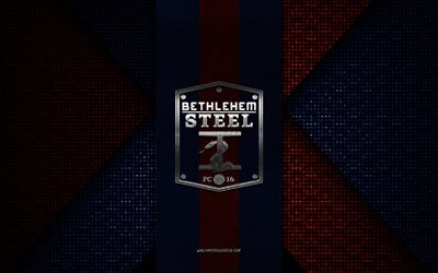 Bethlehem FC, United Soccer League, blue red knitted texture, USL, Bethlehem FC logo, American soccer club, Bethlehem FC emblem, football, soccer, Philadelphia, USA