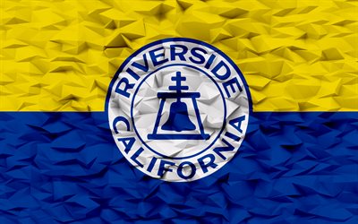 flagg från riverside, kalifornien, 4k, amerikanska städer, 3d -polygonbakgrund, riverside flag, 3d polygon texture, day of riverside, 3d riverside flag, american national symbols, 3d art, riverside, usa