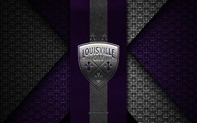 Louisville City FC, United Soccer League, purple and white knitted texture, USL, Louisville City FC logo, American soccer club, Louisville City FC emblem, football, soccer, Louisville City, USA