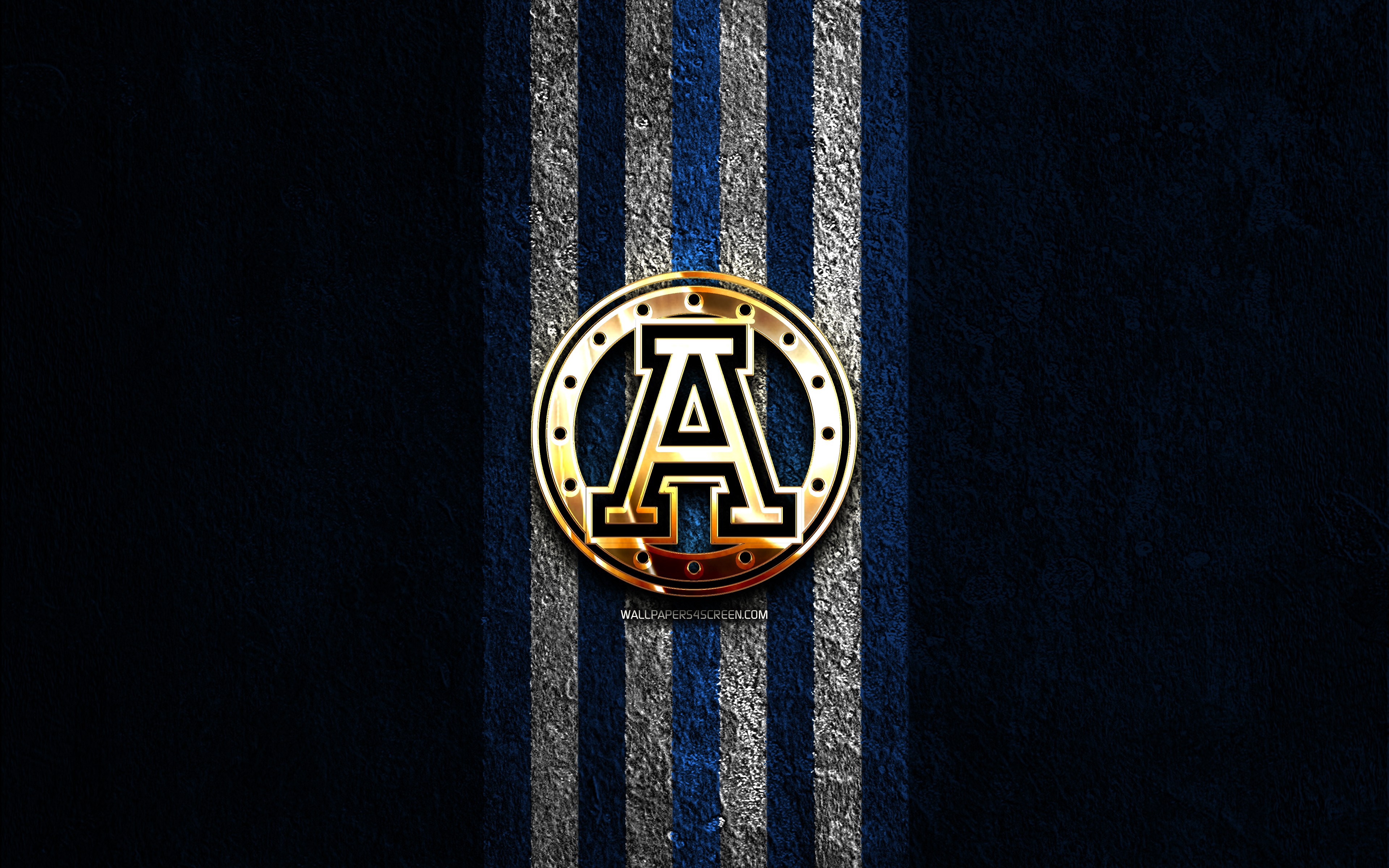 Download wallpapers Toronto Argonauts golden logo, 4k, blue stone ...