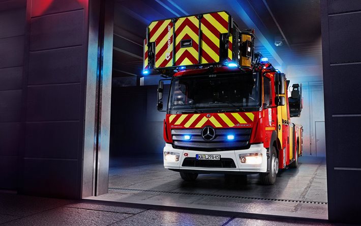 Mercedes-Benz Atego, fire truck, rescue service, fire escape, Atego fire truck, special trucks, Mercedes-Benz