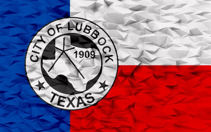bandeira de lubbock, texas, 4k, cidades americanas, fundo de polígono 3d, textura de polígono 3d, dia de lubbock, bandeira 3d lubbock, símbolos nacionais americanos, arte 3d, lubbock, eua