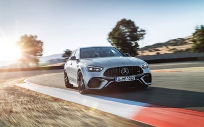 2023, Mercedes-AMG C63 S E Performance, Front View, Exterior, Silver Sedan, Silver C63 AMG, New C63 2023, German Cars, Mercedes-Benz