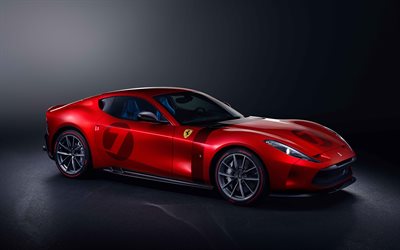 Ferrari Omologata, 4k, supercars, 2020 cars, studio, Red Ferrari Omologata, 2020 Ferrari Omologata, italian cars, Ferrari