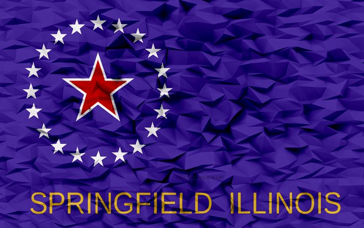 flagge von springfield, illinois, 4k, american cities, 3d -polygon -hintergrund, springfield flag, 3d -polygon -textur, tag von springfield, 3d springfield flag, american national symbols, 3d art, springfield, usa