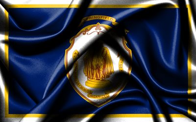 springfield flag, 4k, american cities, bandiere in tessuto, giorno di springfield, flag of springfield, wavy silk bands, usa, cities of america, cities of massachusetts, us cities, springfield massachusetts, springfield