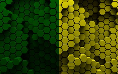 4k, Flag of County Donegal, Counties of Ireland, 3d hexagon background, Day of County Donegal, 3d hexagon texture, Donegal flag, Irish national symbols, County Donegal, 3d Donegal flag, Donegal, Ireland