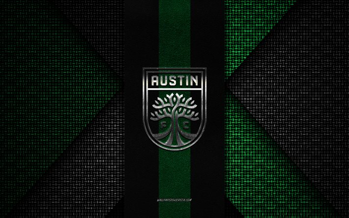 Austin FC, United Soccer League, green black knitted texture, USL, Austin FC logo, American soccer club, Austin FC emblem, football, soccer, Austin, USA