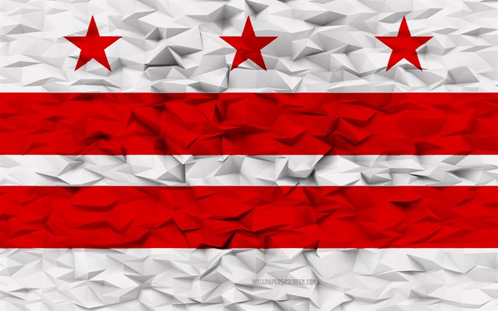Flag of Washington, 4k, American cities, 3d polygon background, Washington flag, 3d polygon texture, Day of Washington, 3d Washington flag, American national symbols, 3d art, Washington, USA