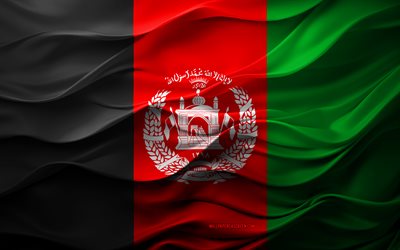 4k, Flag of Afghanistan, Asian countries, 3d Afghanistan flag, Asia, Afghanistan flag, 3d texture, Day of Afghanistan, national symbols, 3d art, Afghanistan