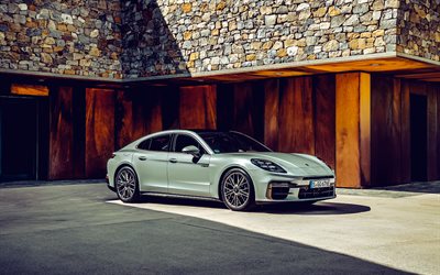 2025, porsche panamera turbo s e hybride, 4k, vue avant, extérieur, nouvelle porsche panamera, panamera gris, voitures allemandes, porsche