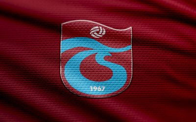 trabzonspor kumaş logosu, 4k, mor kumaş arka plan, süper lig, bokh, futbol, trabzonspor logosu, trabzonspor amblemi, trabzonspor, türk futbol kulübü, trabzonspor fc