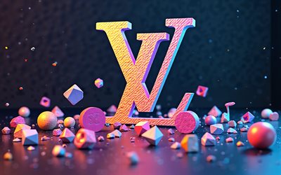 louis vuitton 3d  logo, 4k, bokeh, 3d  geometrische formen, dunkler abstrakter hintergrund, kunstwerk, louis vuitton buntes logo, geometrische kunst, louis vuitton logo, modemarken, louis vuitton