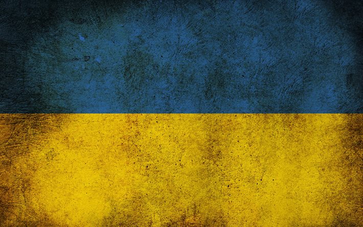 muro dipinto, graffiti, grunge, bandiera dell'ucraina, l'ucraina, la bandiera dell'ucraina