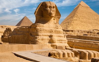 giza, egyptian pyramids, egypt, the great sphinx