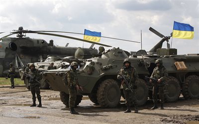 bayrak Ukrayna, Ukrayna bayrak, Ukraynalı askerler, ordu Ukrayna, btr-80 Ukraynalı asker, bayrak, Ukrayna