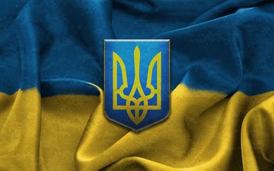 en ukraine, les armoiries de l'ukraine, chowk, le tissu, le drapeau de l'ukraine, de la soie, le métier à tisser, l'ukraine