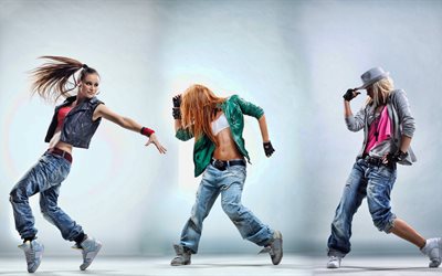 tanssitytöt, moderni tanssi, valokuva, hip hop