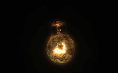 la lámpara encendida, la luz