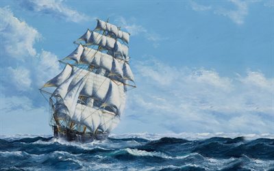 veleiro pintado, imagem, fragata