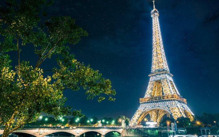 夜はパリの, フランス, エッフェル塔
