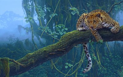 leopard, peint des animaux