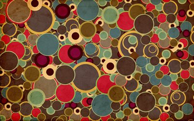 colored dots, multicolored circles, retro background