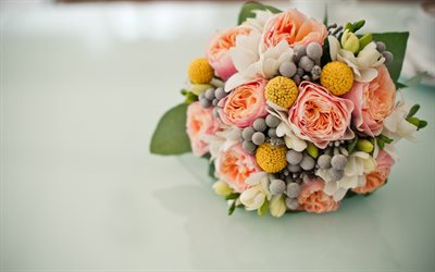 ramo de novia, el ramo de flores original, naranja rosas, bouquet de novia
