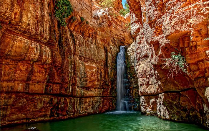 desfiladeiro, privado, rock, a natureza de israel, israel, cachoeira
