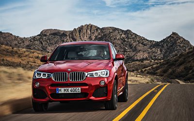 bmw x4 xdrive35i m sport, 4k, autoroute, voitures 2018, f26, bmw rouge x4m, 2018 bmw x4m, bmw f26, voitures allemandes, bmw