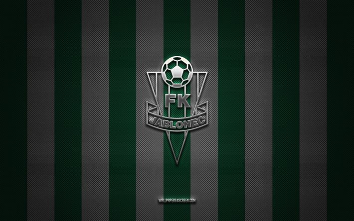 logo fk jablonec, team di calcio ceco, prima lega ceca, background di carbonio bianco verde, emblema fk jablonec, calcio, fk jablonec, repubblica ceca, fc jablonec, liga casuale