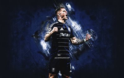ロス・バークリー, アストンヴィラfc, イギリスのフットボール選手, 青い石の背景, グランジアート, フットボール, プレミアリーグ, イギリス