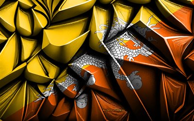 bhutanin lippu, 4k, 3d  luova rakenne, bhutan 3d  lippu, aasia, 3d  taide, bhutan, aasian maiden lippu