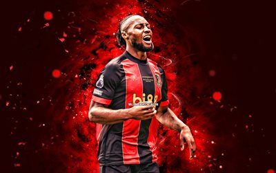 antoine semenyo, 4k, luci al neon rossa, bournemouth fc, premier league, calciatori ghanesi, antoine semenyo 4k, calcio, afc bournemouth, antoine semenyo bournemouth