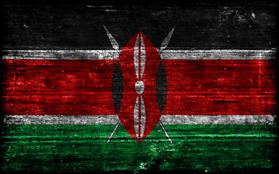 kenia holzflagge, 4k, holzgrunge  flaggen, afrikanische länder, flagge von kenia, tag von kenia, afrika, kenianische flagge, kenia, kenianische nationale symbole, kenia flagge