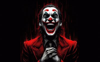 joker, fond noir, clown, joker creative art, portrait de joker