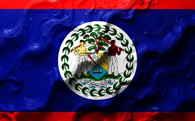 bandera de belice, 4k, textura de onda de piedra, bandera 3d de belice, américa del norte, banderas de los países de américa del norte, belgo