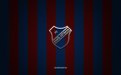 FC Banik Ostrava logo, Czech football team, Czech First League, blue red carbon background, FC Banik Ostrava emblem, football, FC Banik Ostrava, Czech Republic, Banik Ostrava, Chance liga
