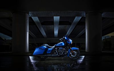 harley davidson street glide special, 4k, nuit, vélos 2018, superbikes, 2018 harley davidson street glide special, marocycles américains, harley davidson