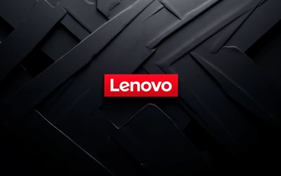 Lenovo logo, black 3D stone background, Lenovo red logo, Lenovo emblem, Lenovo sign, black creative background, Lenovo