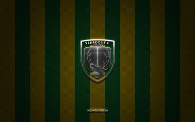 Venados FC logo, Mexican football club, Liga de Expansion MX, green yellow carbon background, Venados FC emblem, football, Venados FC, Mexico