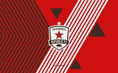 Sacramento Republic FC logo, 4k, American soccer team, red black lines background, Sacramento Republic FC, USL, USA, line art, Sacramento Republic FC emblem, football, soccer