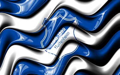 logotipo 3d del tsg hoffenheim, 4k, ondas 3d blancas azules, bundesliga, fútbol americano, bandera del tsg hoffenheim, creativo, logotipo del tsg hoffenheim, tsg hoffenheim, club de fútbol alemán, fútbol, fc hoffenheim