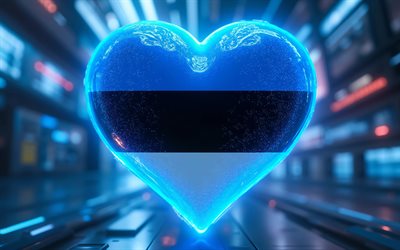 4k, أنا أحب إستونيا, الفن الرقمي, الظلام, فن ثلاثي الأبعاد, مبدع, يوم استونيا, علم استونيا, شتاء, القلب مع العلم الاستوني, قلوب ثلاثية الأبعاد, العلم الاستوني, إستونيا, الحب لإستونيا