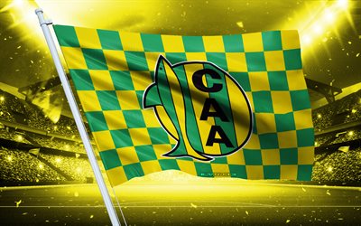 4k, logotipo de aldosivi fc, club de fútbol argentino, bandera del estadio, bandera de los fanáticos del aldosivi fc, estudiantes de la plata, bandera amarilla verde, emblema aldosivi fc, argentina, fútbol americano, aldosivi fc