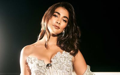 4k, pooja hegde, oscuridad, celebridad india, bollywood, actriz popular, estrellas de cine, foto con pooja hegde, retrato, actriz india, sesión de fotos de pooja hegde