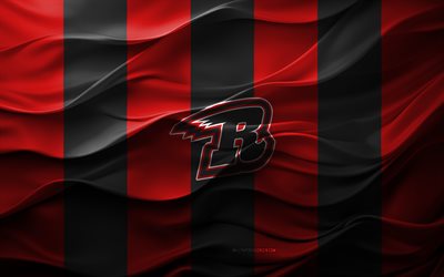 4k, Rapid City Rush logo, red black 3D background, Rapid City Rush emblem, ECHL, American hockey team, Rapid City Rush flag, 3D texture, Rapid City Rush, hockey, USA